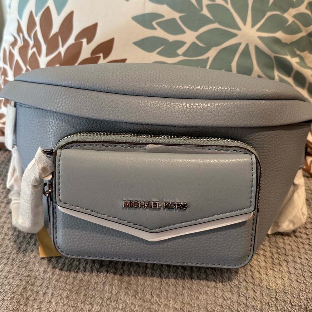 NWT- Michael Kors pale blue 2 in 1 Maisie waist pack belt bag